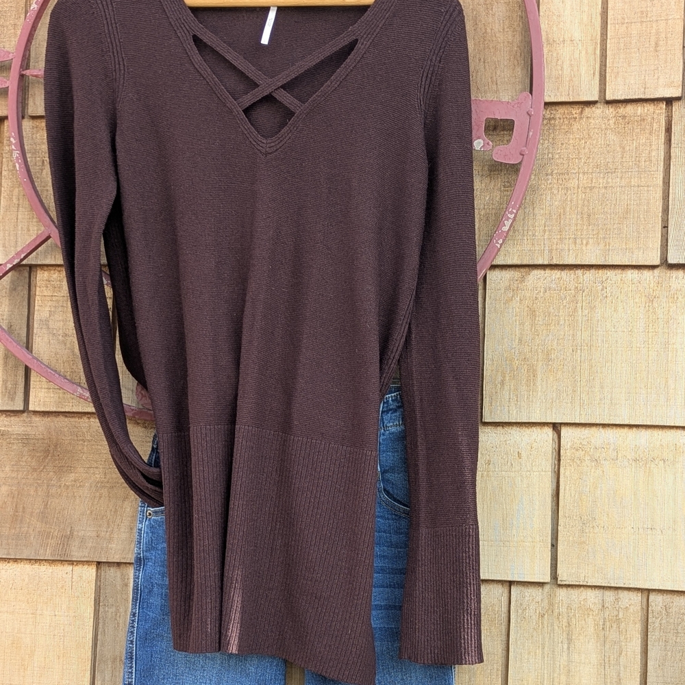 Free People Dark Brown Knit Sweater